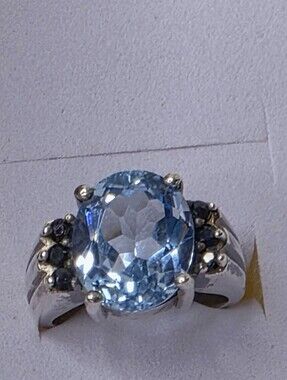 Blue Topaz and Sapphire Sterling Silver Ring